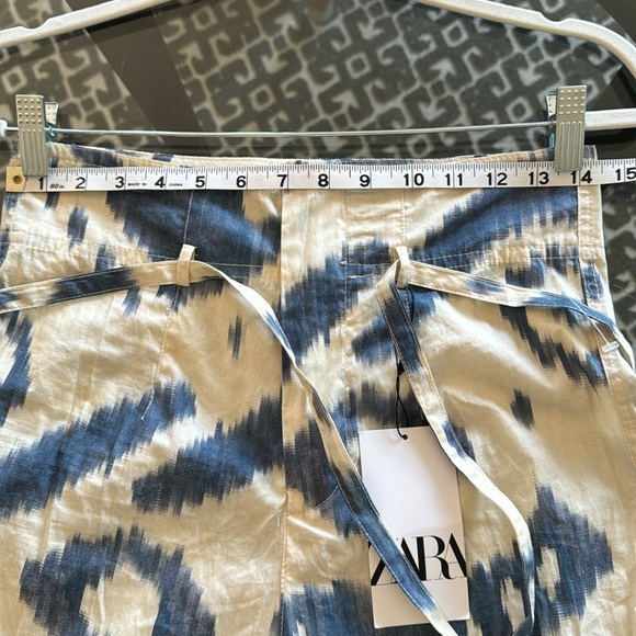 ZARA COTTON BLUE TIE DYE PRINTED TROUSERS - Picture 6 of 8